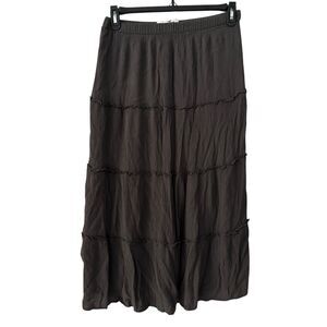 Hollister Dark Grey Ultra High Rise Tiered Maxi Peasant Skirt Lined Size S‎
